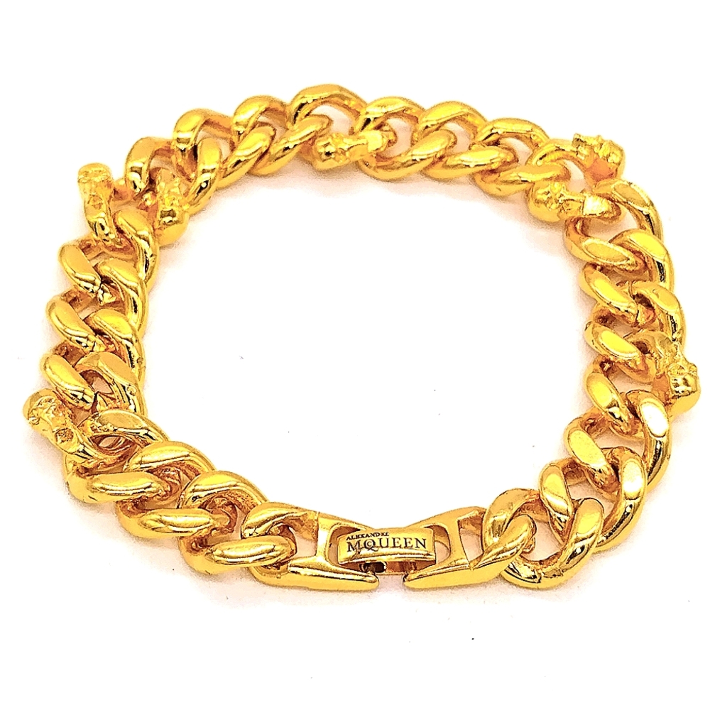 Alexander McQueen Gold Skull Motif 8" Bracelet-18K Gold plated